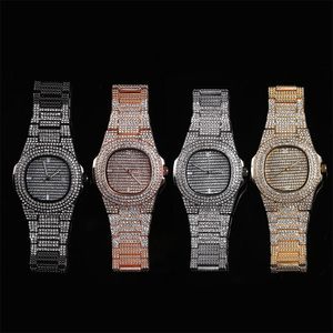 Mannen horloges luxe iced out horloge goud zilver zwart rosegold diamant horloge voor mannen vierkant waterdicht polshorloge