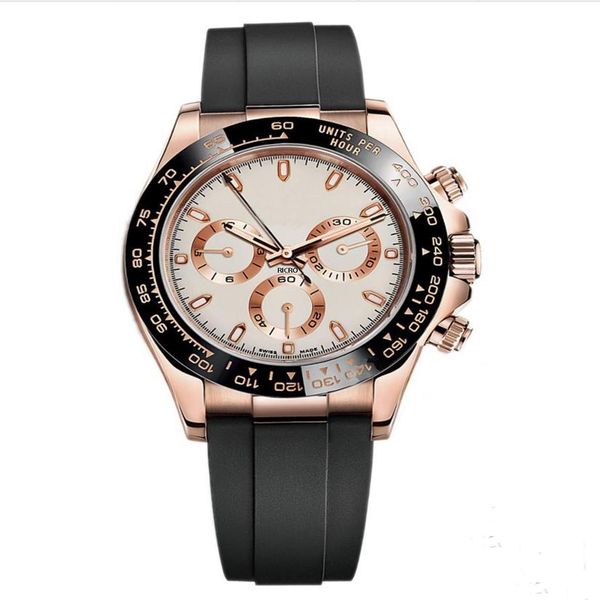 hommes montres maître conception hommes sport en céramique montre anneau or rose boîtier en acier inoxydable bracelet en caoutchouc boucle déployante wholesa2639