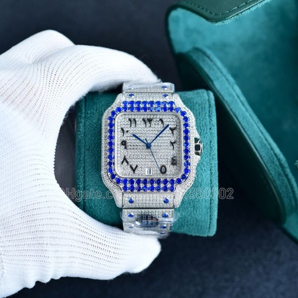 Relojes para hombres Moissanite Mosang Stone Diamonds Reloj para hombre Montre De Luxe Reloj de pulsera Mecánico Automático 904L 40 mm 8215 Movimiento Luminoso a prueba de agua