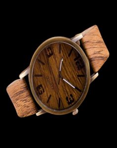 Les hommes regardent le quartz simulation en bois 6 couleurs pu bracelet en cuir montre en bois Grain Horloge de bracelet mâle avec support de batterie Drop Shi2136777