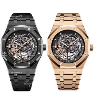 Men Watches Skeleton Watch Designer horloges van hoge kwaliteit 42 mm lichtgevende Audemar Dial Waterd Transparant Glass op Automatische mechanische Montre Relojes