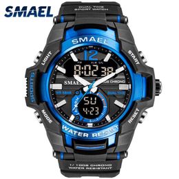 Montres pour hommes SMAEL Montre de sport Étanche 50M Montre-bracelet Relogio Masculino Militar 1805 Horloge pour hommes Montre militaire militaire numérique 210329