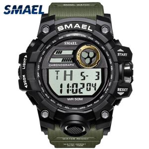 Hommes montres Sport militaire SMAEL S choc Relojes Hombre décontracté horloge LED montres numériques étanche 1545D montre de Sport Alarm213i