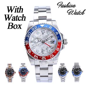 Mannen kijkt naar st9 kijken roestvrijstalen saffier blauw rood witte batman keramische ring luxe heren mechanische automatische beweging gmt zelfwindende polshorloges met horlogebox