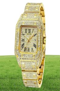 Men de montres Top Brand Famme Design Iced Out Watch Gold Diamond Watch for Men Square Quartz Affiche de bracelet imperméable Relogo masculin6857472