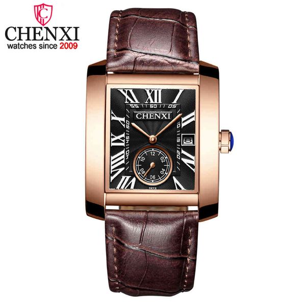 Hommes Montres Top Marque De Luxe Chenxi Or Noir Carré Montre À Quartz Hommes Étanche Or Mâle Montre-Bracelet Homme Montres Hommes Horloge Q0524