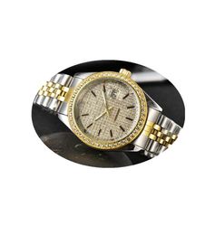 Montres hommes femmes montre 40mm mouvement à quartz tous les diamants cadran anneau glacé montre-bracelet de haute qualité unisexe robe montres Lad274w