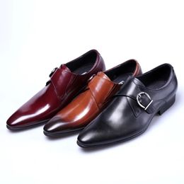 Men Wedding Oxford Monk Paet Leather For Strap Business Formal Suit Mens Dress Shoes Black Brown 231122 960 S