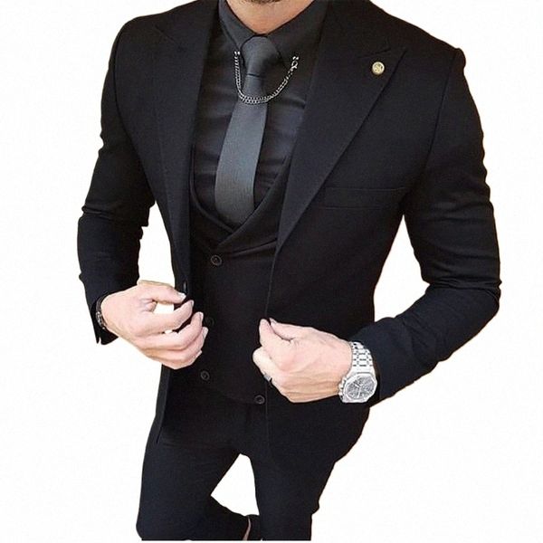 Costumes de mariage pour hommes, vêtements de marié, Tuxedos de bal, meilleur costume pour homme, costume de fête, costume d'affaires, ensemble trois pièces veste + pantalon + gilet I7VP #