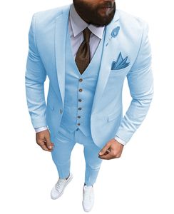 Men Wedding Tuxedos Casual 3 stuks Slim Fit zakelijke pakken Peaked Rapel Wedding Bruidegom Tuxedos Jacket Pants Vest152i