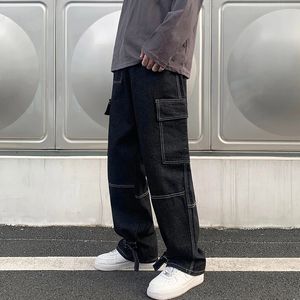 Hommes à jambes larges jeans hip hop masse décontractée et pantalon de jean street-street streetwear pantalon neutre pantalon plus taille S-5xl 240426