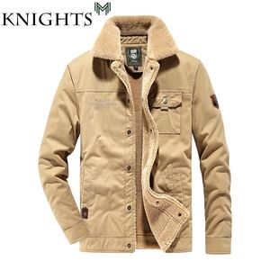 Mannen Winter Bomber Jacket Air Force Pilot Warm Bont Kraag Leger Tactische Fleece Drop 220301