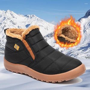 Men Winter Boots 42 Slip op schoenen voor vrouwen waterdichte enkel Vrouwelijke sneeuwtjes 2024 Zwarte bota's Feminin 19