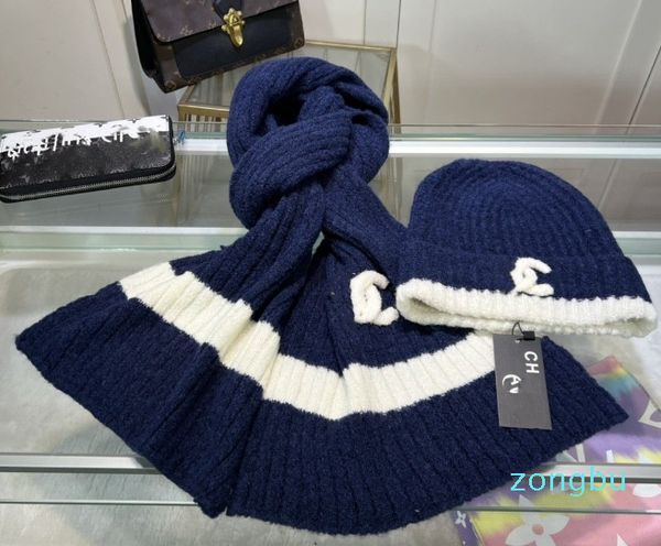 Hommes hiver classique chapeaux de créateurs foulards ensembles tricoté schal bonnet cachemire lettre broderie bonnets écharpes