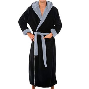 Mannen Winter Extra Lange Badjas Heren Warm Flanel Lange Kimono Bad Robe Jas Mannelijke Badjassen Night Dressing Town Thuis Kleding # 45b