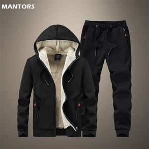 Mannen Winter Fleece Sets Dikke Hoodies + Broek Pak Capuchon Sportkleding Trainingspakken Mannelijke Hoodie Trainingspakken Maat 6XL 220107