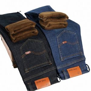 Mannen Winter Fleece Warme Jeans Merk 2023 Fi Busin Broek Retro Klassieke Denim Broek Herfst Casual Stretch Slanke Jeans mannen 99iS #
