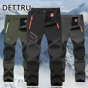 Heren Winter Fleece Waterdichte Outdoor Elastische Broek Soft Shell Kamp Vis Trekking Klimmen Wandelen Sport Reizen Training Hardloopbroek 240125