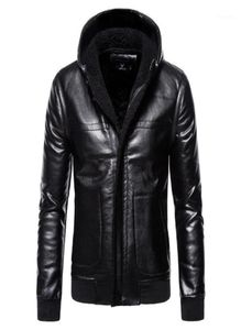 Hommes vestes en cuir à capuche d'hiver plus épaisses PU et manteaux de bonne qualité LETER NOIR 5XL MEN039S FUR FAUX2366152