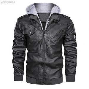 Hommes veste d'hiver manches longues Multi poches fermeture éclair à capuche mince moto veste pour moto cyclisme hiver L220801