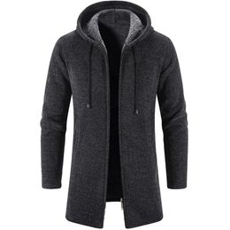Hommes veste d'hiver chaud à capuche solide homme vestes et manteaux vêtements d'extérieur coupe-vent mâle longue Parka pardessus grande taille noir gris 4XL 240124