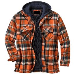 Mannen Winterjassen Harajuku Plaid Shirts Jassen Capuchon Rits Lange Mouw Basic Casual Europese Stijl Maat S5XL 240103