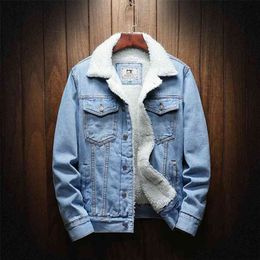 Hombres Chaquetas de mezclilla de invierno Prendas de abrigo Abrigos de mezclilla cálidos Hombres Forro de lana de gran tamaño Chaquetas de mezclilla de invierno más gruesas Tallas grandes XS-6XL 210820