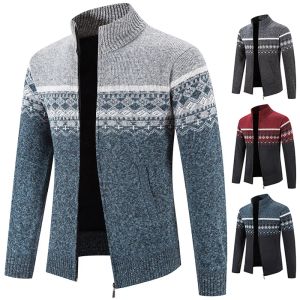 Cardigan tricoté pour homme, pull épais et chaud, manteau à fermeture éclair, veste épaisse, sweat-shirt à la mode, hiver