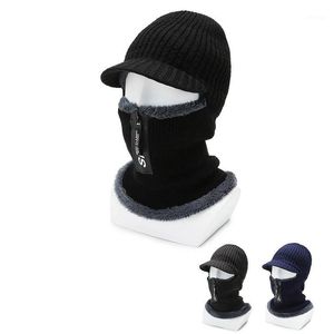 Mannen Winter Gebreide Muts met Rits Mode Warm Wol Balaclava Cap Thermal Pluche Unisex Ski Kaprijden Winddicht Masker Fietsen Caps Maskers