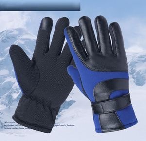 Heren Winter Touchsn Warme Handschoenen Katoen Sport Outdoor Skiën Wandelen PU Leer Winddicht Antislip Lange Vinger Handschoen 3 Kleuren4042027