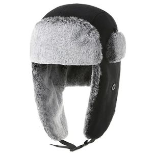 Men Hiver Trapper Trooper Earflap chaud Russian Ski Hat de ski papa Bomber Cap chaude Protégeurs d'oreille Femme Faux Fur Baseball Chapeaux 231222