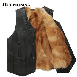 Mannen Winter Vest Tactical Masculino Jacket Genuine Fox Leren Vest Bont Jas en Jas Warm Fashion Vest 19063-5 201119