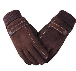 Guantes cálidos de invierno para hombre, manoplas gruesas de lana, guantes de conducción a prueba de viento, pantalla táctil, forro polar suave, resistente al agua, guantes para montar al aire libre