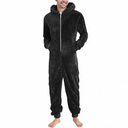 Hommes hiver chaud Teddy polaire point Onesie Fluffy vêtements de nuit une pièce sommeil salon pyjama combinaisons à capuche Onesies pour hommes adultes y1Au #