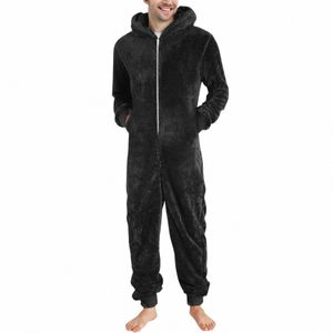 Hommes hiver chaud Teddy polaire point Onesie Fluffy vêtements de nuit une pièce sommeil salon pyjama combinaisons à capuche Onesies pour hommes adultes h1LS #