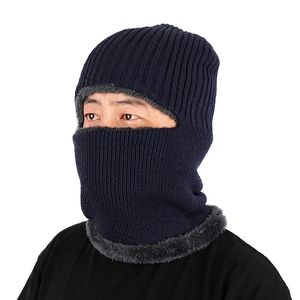 Hommes hiver chaud laine chapeau en plein air cyclisme Protection des oreilles chaud épaissir vélo tricoté fermeture éclair casquette écharpe coupe-vent bonnet tricoté masque
