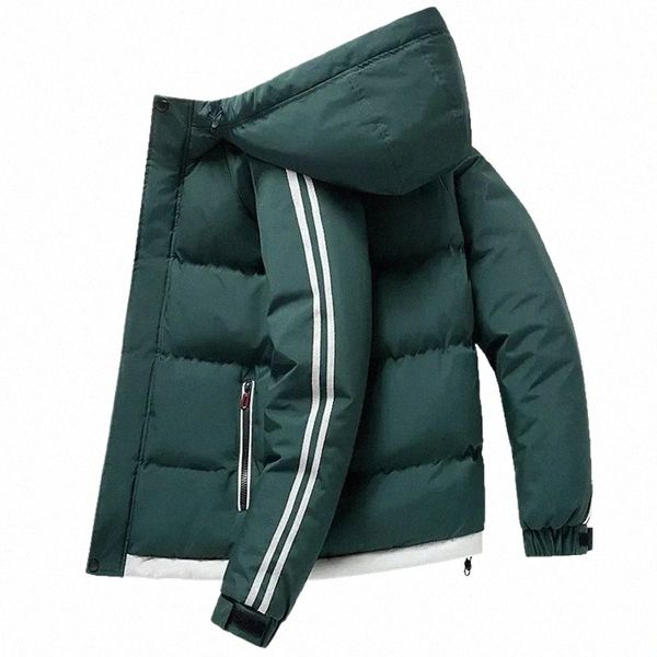 Hommes Femme Parkas d'hiver Épaissir Manteau à capuche chaud Vêtements d'extérieur pour hommes Casual Jogging Coupe-vent Ctrasting Sports Cott Veste rembourrée L8YH #