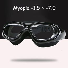 Hommes Femmes -1,5 à -7,0 Myopie Swimming Goggles Diopter Transparent Sports de natation imperméables pour adultes Perme à plongée 240417