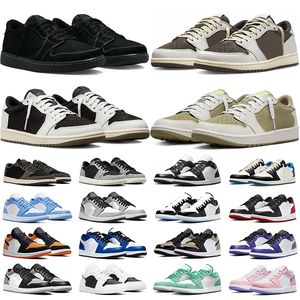 hommes femmes 1 chaussures de basket-ball basses olive 1s Black Phantom Reverse Mocha Panda Toe True Blue Wolf Grey travis baskets pour hommes scotts baskets