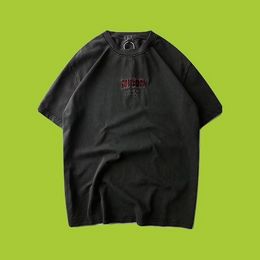 Mannen vrouwen 100% katoen cav EMPT 19SS overdreven gewassen batik grijs borduurwerkronde ronde nek korte mouwen losse korte mouwen t-shirt voorstander van c.e