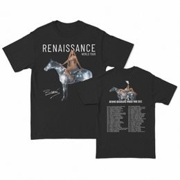 Mannen Vrouwen 2023 Beyce Renaissance Shirt Merchandise World Tour Cott Tops Twee Kanten Korte Mouw Ronde Hals Tees D6uZ #