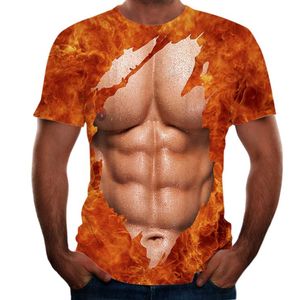 Mannen/vrouwen 3D-geprinte t-shirt man sexy spier korte mouw mode gym t shirt sport pullover man's kleding zomer tops tees heren t-shirts