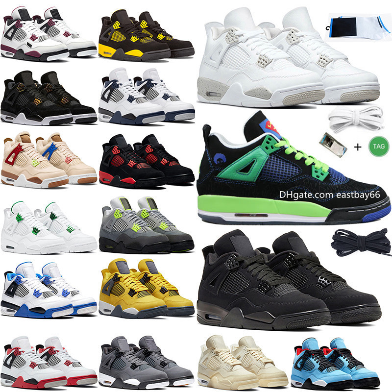 Tênis de basquete masculino feminino 4s retrô Sail Superman preto verde Motorsports University Loyal Blue Lighting Jumpman 4 Neon Mens Trainer Sports Tennis