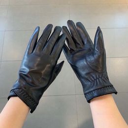 Hommes femmes 5A miumiuly gants en peau de mouton Designer Cape noir gant hiver chaud gants en peluche classiques Guanto marque de mode Handschuh