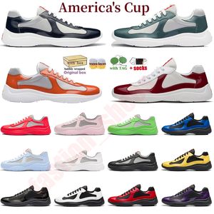 Hommes femmes Americas Cup XL en cuir baskets de haute qualité Patent en cuir Flatrs Flatrs Black Mesh à lacets Chaussures décontractées extérieurs Chaussures de sport coureur 36-47 avec boîte