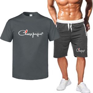 Nieuwe heren t-shirt tracksuits shorts set mode bedrukte zomer ademende casual trainingspak loopt set mannelijk sport pak merk logo print