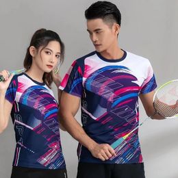 Hommes femmes Badminton Tennis Uniforme Tops Table à manches courtes Table de tennis Séchante Couple de séchage rapide Ping Pong T-shirts 240522