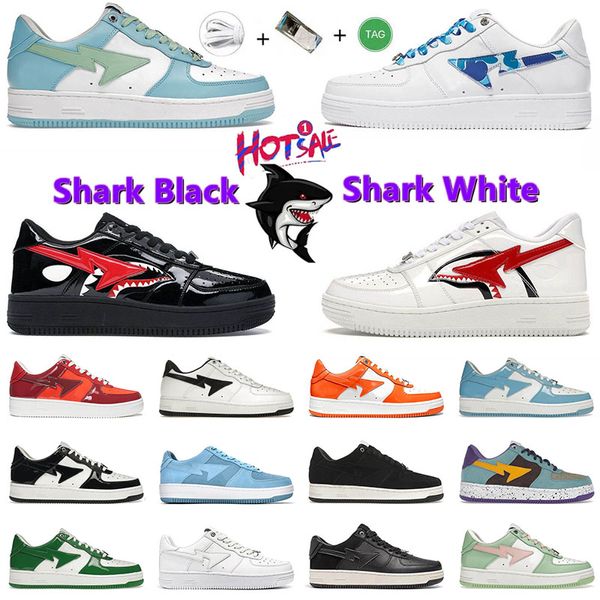 Hommes Femmes bapestas Sta Low Casual Chaussures Mode Outdoor Sneaker Designer bapestas Baskets Cuir verni Noir Blanc Requin Couleur Camo Combo Rose Comics Jaune Rouge