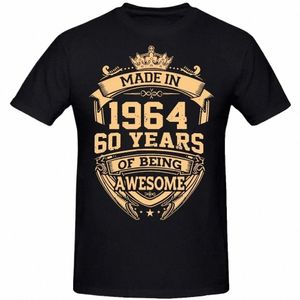 Hombres Mujeres Cumpleaños Aniversario Camisetas divertidas Hecho en 1964 60.o 60 años Vintage Cott Camiseta Regalo Camiseta de manga corta Tops l9wK #