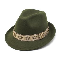 Mannen vrouwen zwarte heer voelde Fedora hoed voor herfst winter vintage gebogen rand formele jazz caps